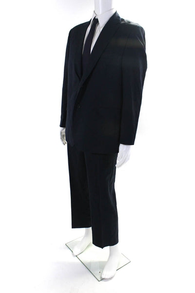 Ermenegildo Zegna Mens Wool Darted Button Flat Pants Blazer Suit Navy Size EUR44