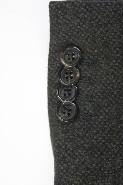 Ermenegildo Zegna Mens Wool Textured Darted Buttoned Blazer Green Size EUR52