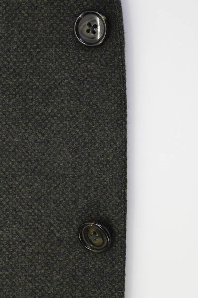 Ermenegildo Zegna Mens Wool Textured Darted Buttoned Blazer Green Size EUR52