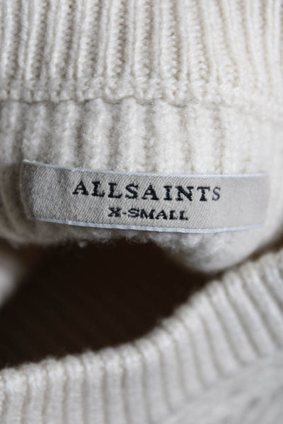 Allsaints Womens Ribbed Pierce Crew Neck Sweater White Wool Size Extra Small