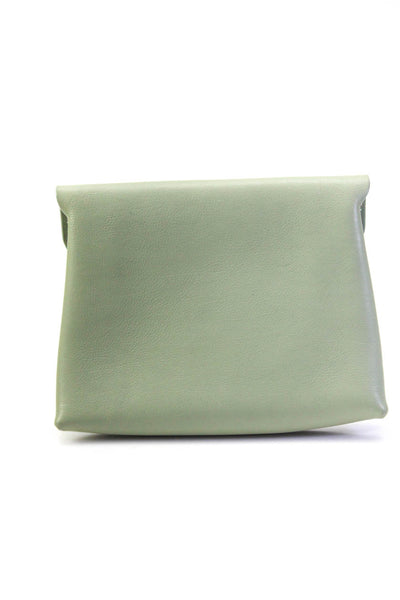 The Row Womens Nu Twin Envelope Flap Mini Clutch Handbag Dust Green Leather