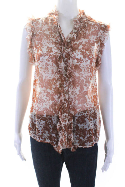 7 For All Mankind Womens Floral Print Tank Top Brown Size Extra Small
