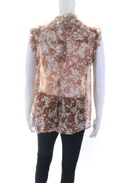 7 For All Mankind Womens Floral Print Tank Top Brown Size Extra Small