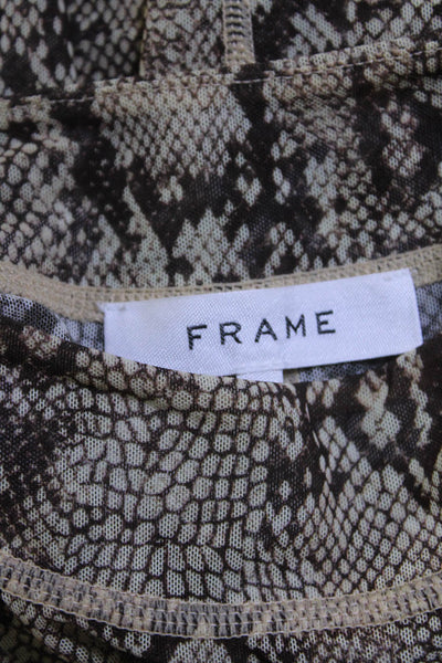 Frame Womens Snakeskin Print Long Sleeves wBlouse Brown Size Small