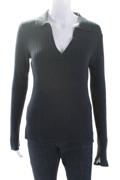 Alex Mill Womens Collared Ribbed Sweater Blue Cotton Size Extra Small