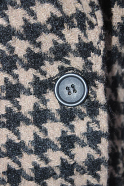 BLANKNYC Womens Houndstooth Print Blazer Jacket Beige Black Size Extra Small