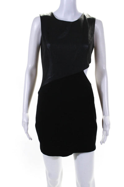 BCBGMAXAZRIA Women's Round Neck Sleeveless Cutout Mini Dress Black Size S