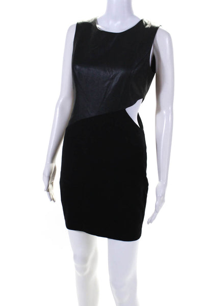 BCBGMAXAZRIA Women's Round Neck Sleeveless Cutout Mini Dress Black Size S