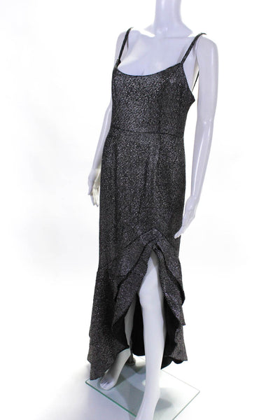 Hutch Women's Scoop Neck Spaghetti Straps Wrap Midi Dress Silver Size 8