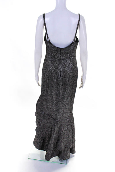 Hutch Women's Scoop Neck Spaghetti Straps Wrap Midi Dress Silver Size 8