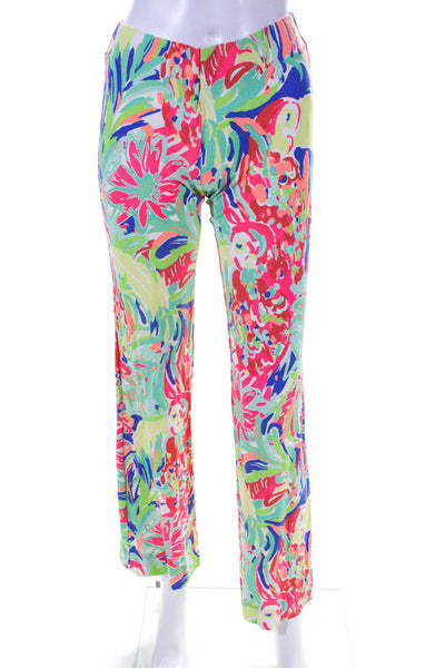 Lilly Pulitzer Womens Mid Rise Printed Flare Jersey Pants Multicolor Size XS