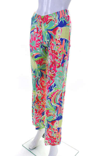Lilly Pulitzer Womens Mid Rise Printed Flare Jersey Pants Multicolor Size XS