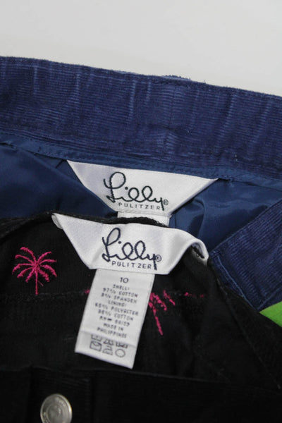 Lilly Pulitzer Girls Embroidered Color Block Corduroy Pants Size 10 Lot 2