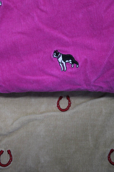 Lilly Pulitzer Girls Embroidered Dog Horseshoe Corduroy Pants Size 8 Lot 2