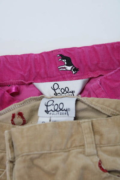 Lilly Pulitzer Girls Embroidered Dog Horseshoe Corduroy Pants Size 8 Lot 2