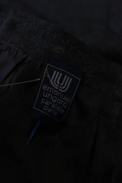 Emanuel Ungaro Womens Vintage Midi Length Pencil Skirt Gray Wool Size XS
