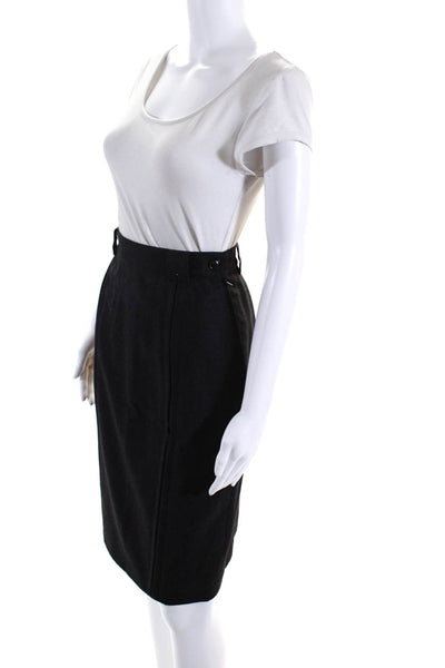 Gucci Womens Vintage Midi Length Inverted Pleat Pencil Skirt Dark Gray Size IT40