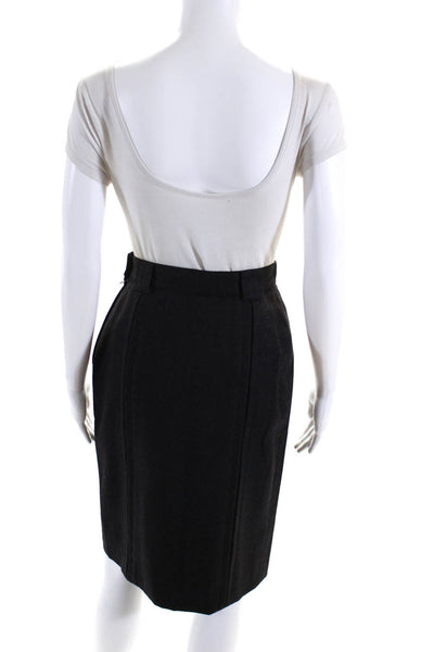 Gucci Womens Vintage Midi Length Inverted Pleat Pencil Skirt Dark Gray Size IT40