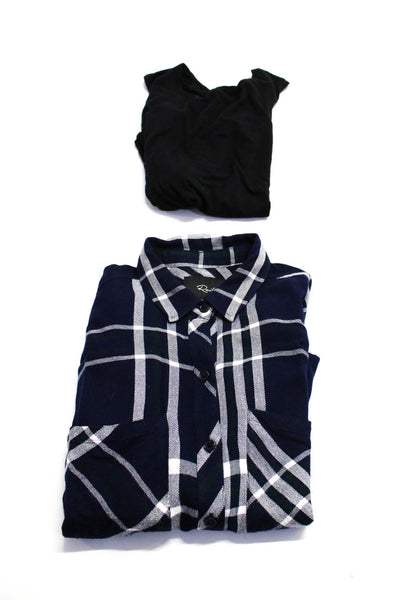 Rails Bailey 44 Womens Blue Plaid Long Sleeve Button Down Shirt Size XS S lot 2