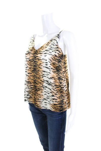 Cami NYC Womens Silk Animal Print V Neck Tank Top Brown Black Size Extra Small