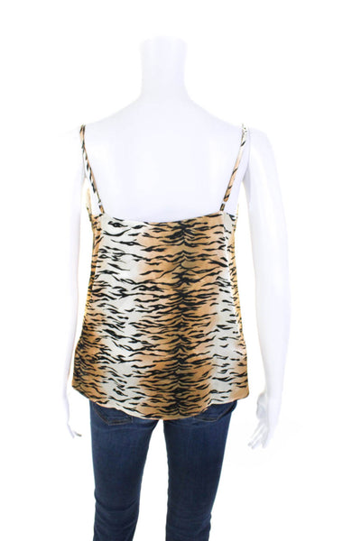 Cami NYC Womens Silk Animal Print V Neck Tank Top Brown Black Size Extra Small