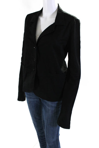 James Perse Womens Terry Lined Three Button Blazer Jacket Black Cotton Size 2