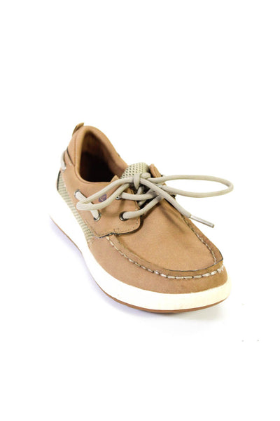 Sperry Childrens Boys Lace Up Mesh Faux Leather Boat Shoes Brown Size 13