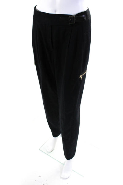 Hugo Hugo Boss Womens Zipper Fly High Rise Straight Leg Pants Black Wool Size 10