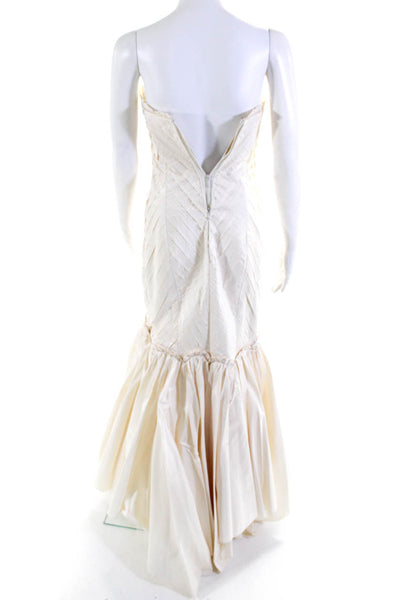 Rosa Clara Womens Ivory Silk Textured Strapless Mermaid Gown Dress Size 8