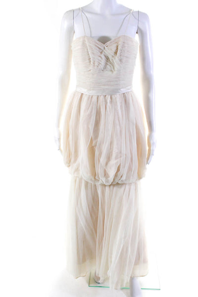 Anthony La Bate Womens Light Pink Strapless Tulle Gown Dress Size S