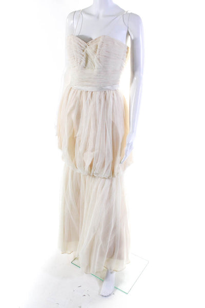 Anthony La Bate Womens Light Pink Strapless Tulle Gown Dress Size S