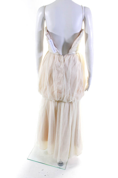 Anthony La Bate Womens Light Pink Strapless Tulle Gown Dress Size S