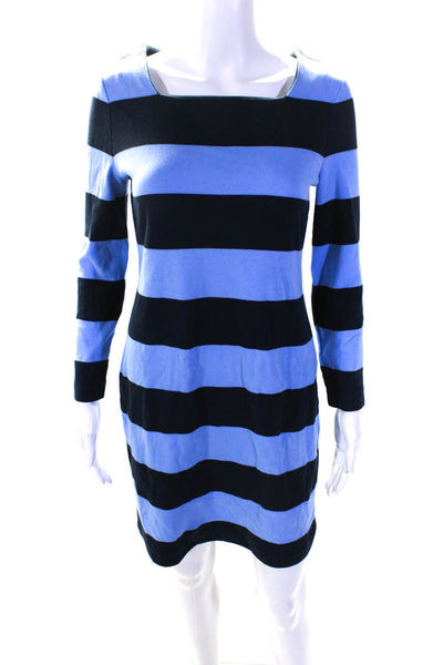 Vineyard Vines Womens Womens 3/4 Sleeve Striped Sheath Dress Blue Cotton Size XS