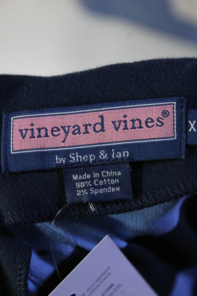Vineyard Vines Womens Womens 3/4 Sleeve Striped Sheath Dress Blue Cotton Size XS