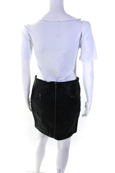 Turo By Vince Camuto Womens Leather Front Zip Lined Short Skirt Black Size 4