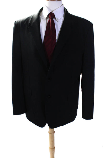 Theory Mens Two Button Notched Lapel Blazer Jacket Black Wool Size 46R