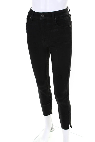 Pistola Women's Coated High Rise Skinny Raw Hem Jeans Black Size 27