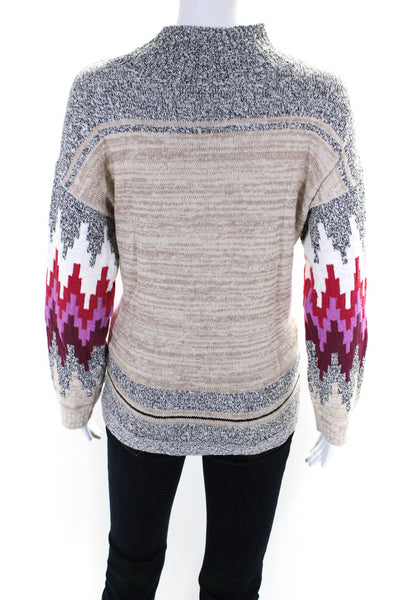 Nic + Zoe Womens Multicolor Cotton High Neck Printed Pullover Sweater Top SizePM