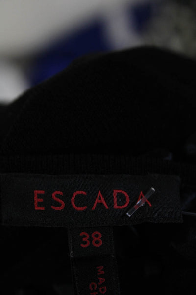 Escada Women's Round Neck Short Sleeves Embellish Blouse Black Size 38