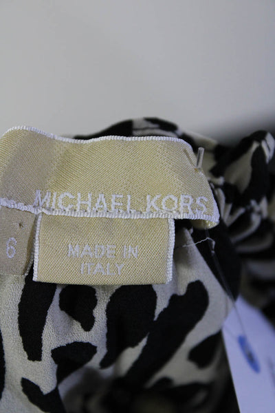 Michael Kors Women's Off The Shoulder Long Sleeves Animal Print Blouse Size 6