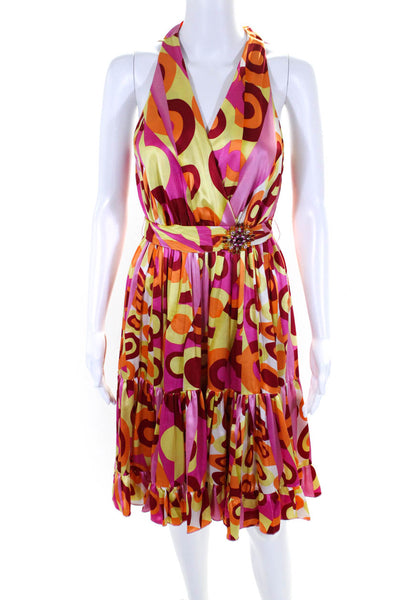 Marc Bouwer Glamiti Women's V-Neck Sleeveless Embellish Multicolor Flare Dress 2