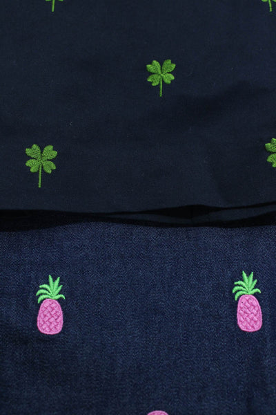 Lilly Pulitzer Womens Clover Pineapple Pencil Skirts Blue Cotton Size 2 Lot 2