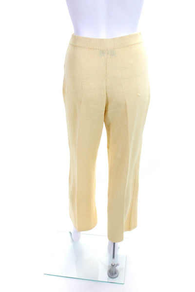 St John Collection Womens Elastic Waist Santana Knit Pleated Pants Yellow Size 2
