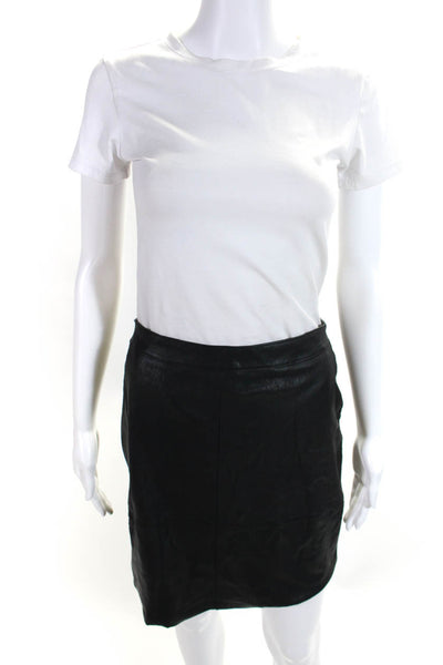Vila Clothes Womens Faux Leather Unlined Mini Pencil Skirt Black Size Small