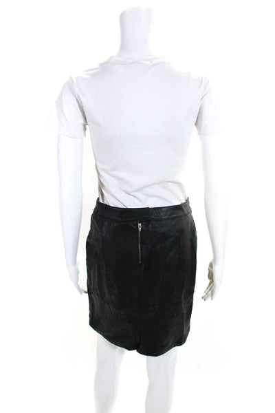 Vila Clothes Womens Faux Leather Unlined Mini Pencil Skirt Black Size Small