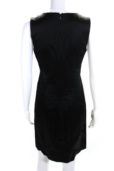 Gentry Portofino Womens V Neck Sleeveless Satin Sheath Dress Black Size IT 42