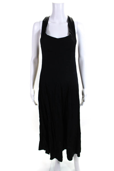 Gentry Portofino Womens V Neck Sleeveless Satin Sheath Dress Black Size IT 42