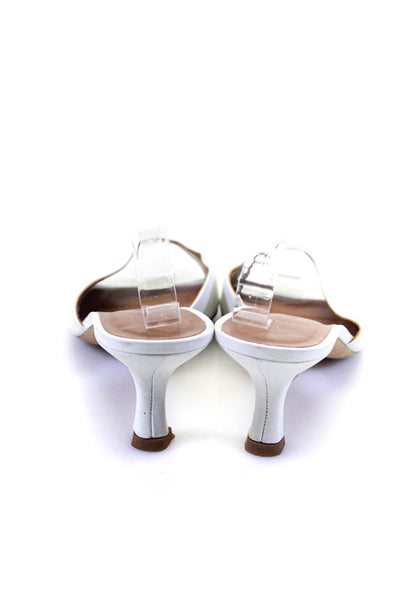 Staud Womens Leather Slide On Sandal Heels White Size 39.5 9.5