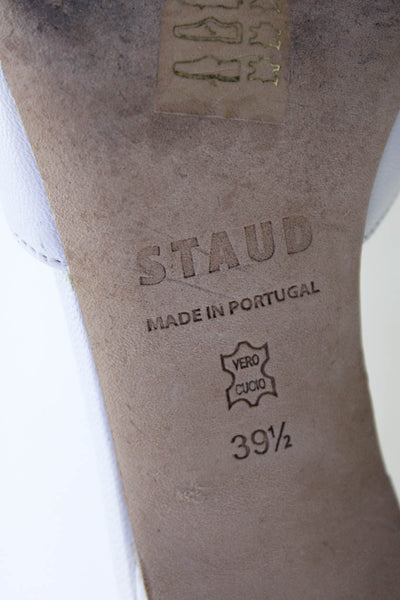 Staud Womens Leather Slide On Sandal Heels White Size 39.5 9.5