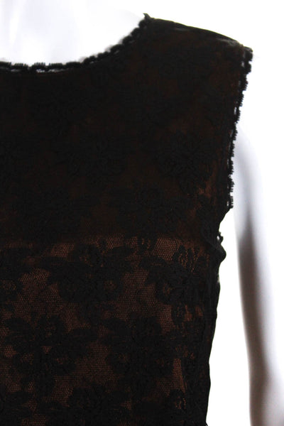 D&G Dolce & Gabbana Women's Round Neck Sleeveless Lace Midi Dress Black Size 44